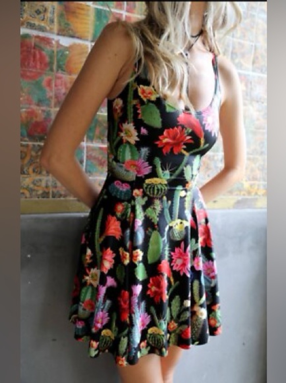 BlackMilk Desert Flower Evil Mini Skater Dress